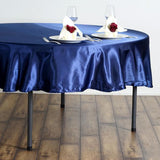 90 Navy Blue Satin Round Tablecloth