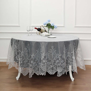 90" Premium Lace Ivory Round Seamless Tablecloth