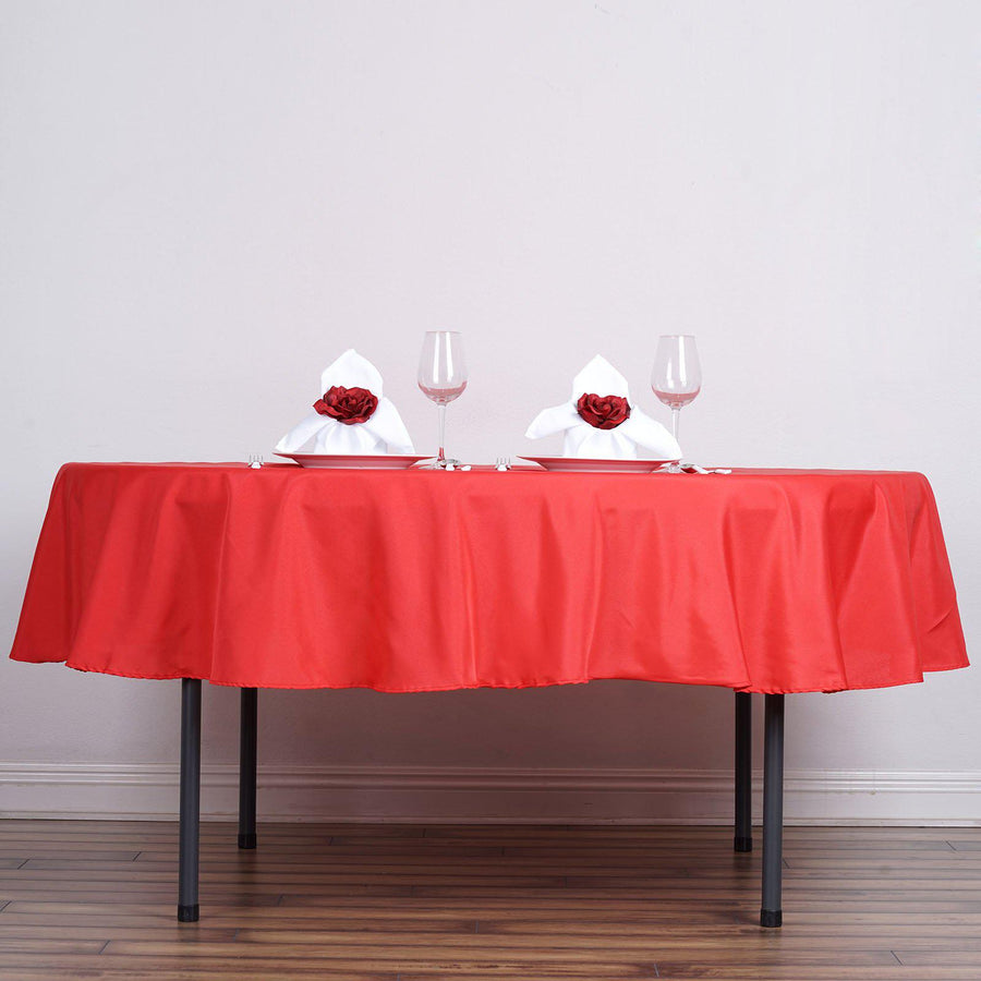 90Inch Red Polyester Round Tablecloth