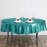 Transform Your Tables with the Turquoise Seamless Satin Round Tablecloth
