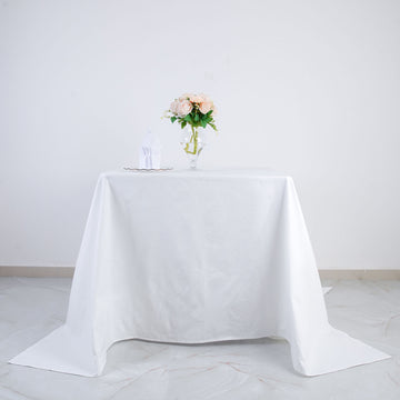 90" White Square 100% Cotton Linen Seamless Tablecloth | Washable