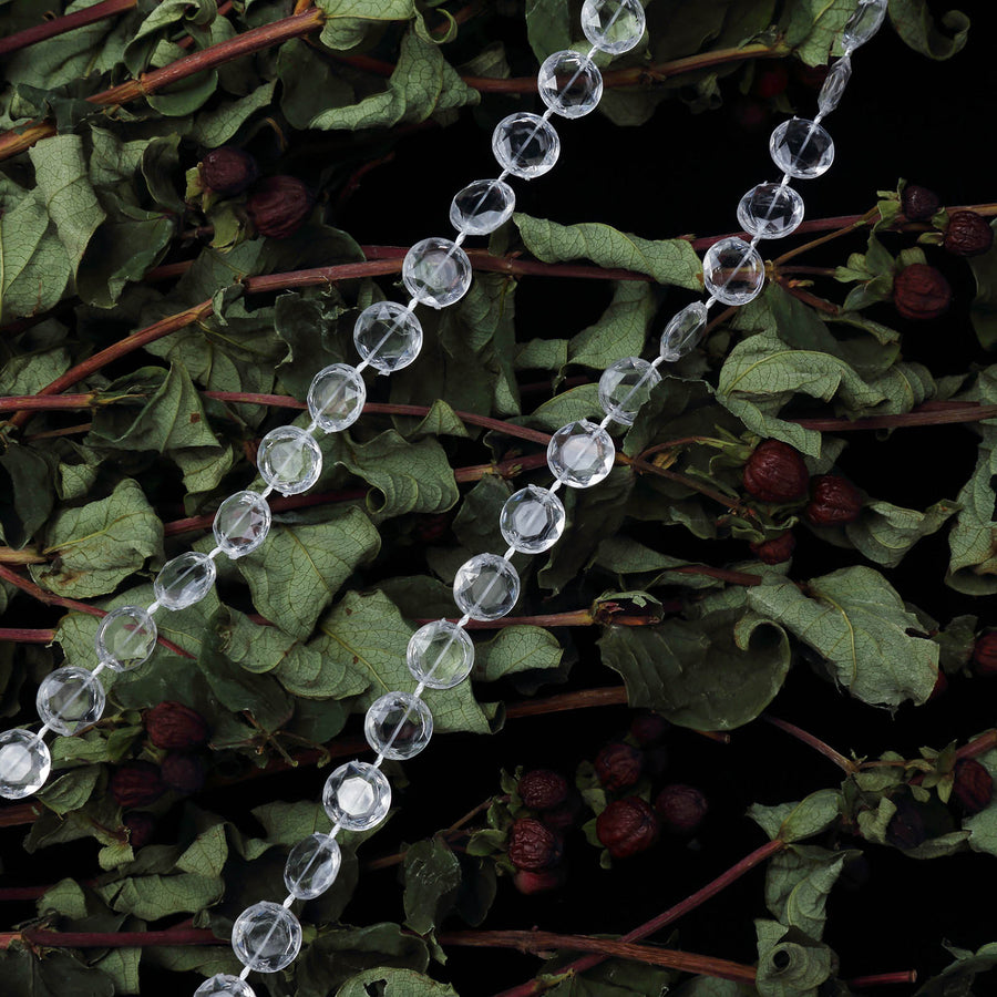 30ft | Clear Acrylic Crystal Diamond Garland Chain Bead Roll | 10mm