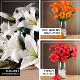 6 Bushes | Red Artificial High Quality Silk Lily Flowers, Faux Lilies