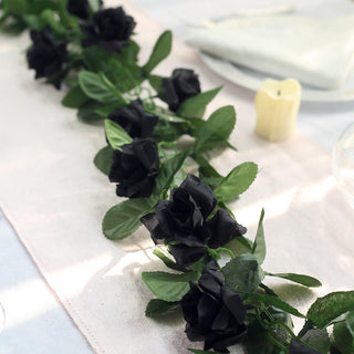 Enhance Your Décor with a Stunning Black Artificial Silk Rose Garland