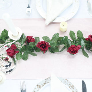 Add Elegance to Your Décor with the Burgundy Artificial Silk Rose Garland
