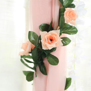 Elevate Your Wedding or Party Décor with Peach Artificial Silk Rose Garland