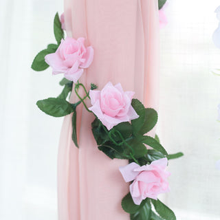 6ft Pink Artificial Silk Rose Garland for Stunning Event Decor