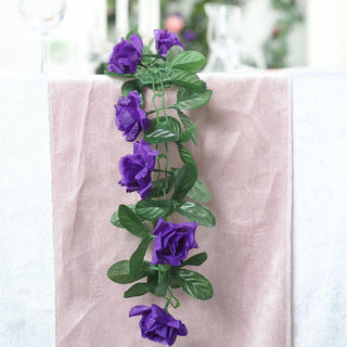 Elevate Your Event Decor with the 6ft Purple Artificial Silk Rose Garland