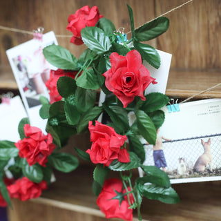 Transform Any Space into a Magical Garden with Our Red Artificial Silk Rose Garland