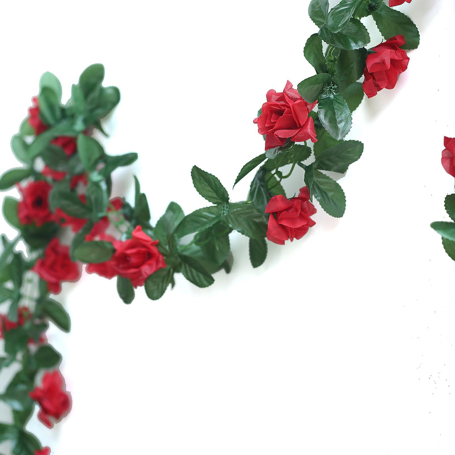 6ft | Red Artificial Silk Rose Garland UV Protected Flower Chain