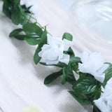6ft | White Artificial Silk Rose Garland UV Protected Flower Chain#whtbkgd