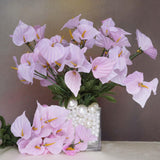 12 Bushes | Pink Artificial Silk Mini Calla Lily Flowers, Faux Lilies