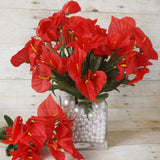 12 Bushes | Red Artificial Silk Mini Calla Lily Flowers, Faux Lilies