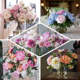12 Bushes | Blush Rose Gold Silk Peonies Bouquet, Artificial Flower Arrangements