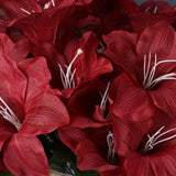 10 Bushes | Burgundy Artificial Silk Easter Lily Flowers, Faux Bouquets#whtbkgd