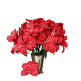 10 Bushes | Red Artificial Silk Easter Lily Flowers, Faux Bouquets