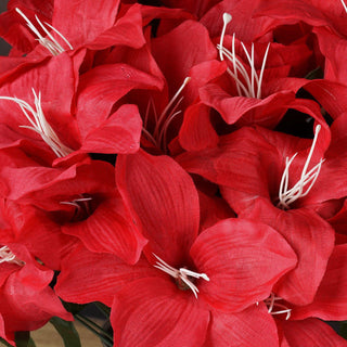 Create a Stunning Atmosphere with Red Artificial Silk Easter Lily Flowers