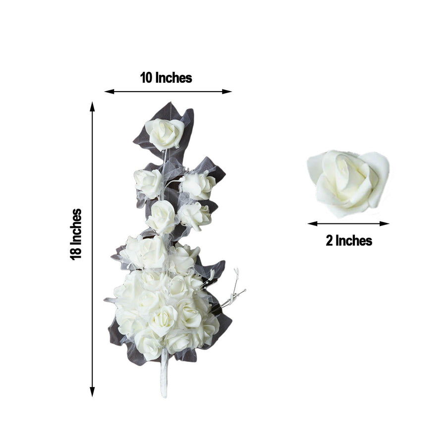24 Pc Bouquet | Cream Artificial Handcrafted Foam Rose Flowers