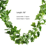 8ft | Dark Green UV Protected Artificial Silk Ivy Leaf Garland Vine, Outdoor/Indoor