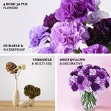 4 Bushes | Chocolate Brown Artificial Silk Carnation Flowers Large Faux Bouquet