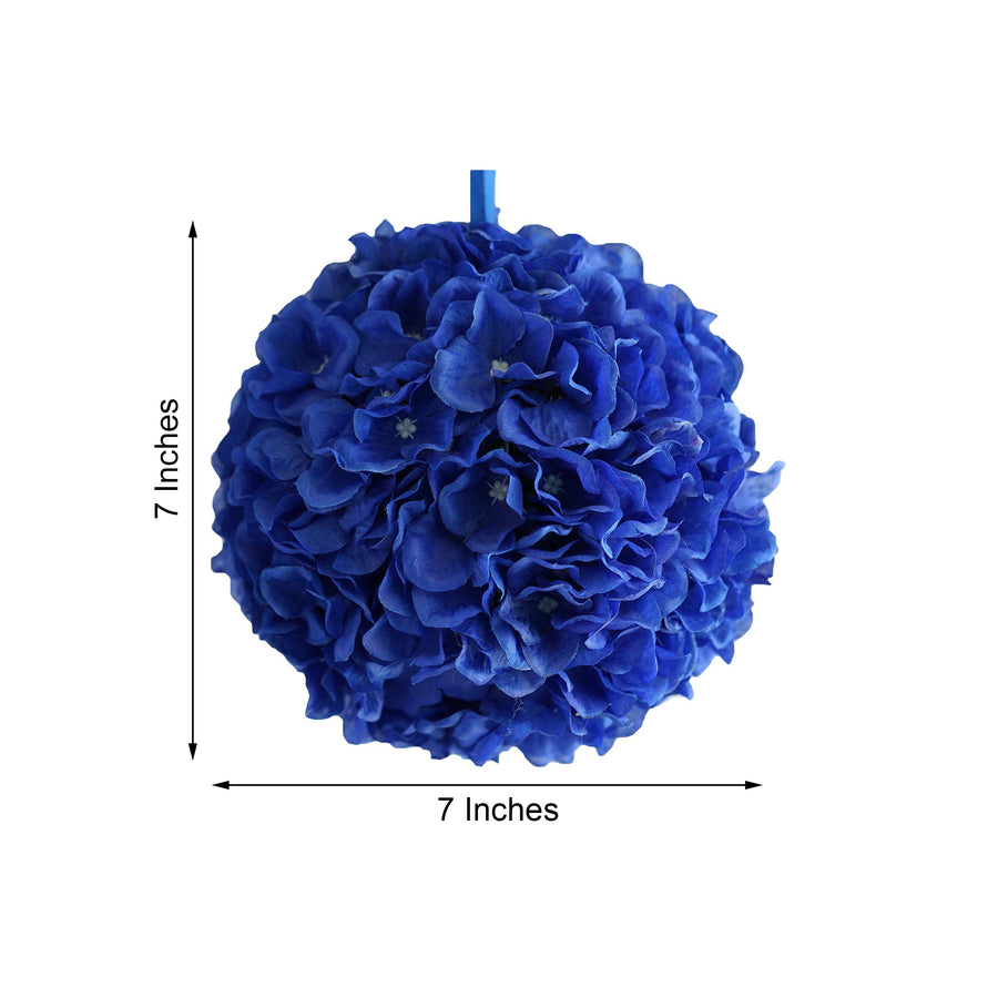 4 Pack | 7inch Royal Blue Artificial Silk Hydrangea Kissing Flower Balls