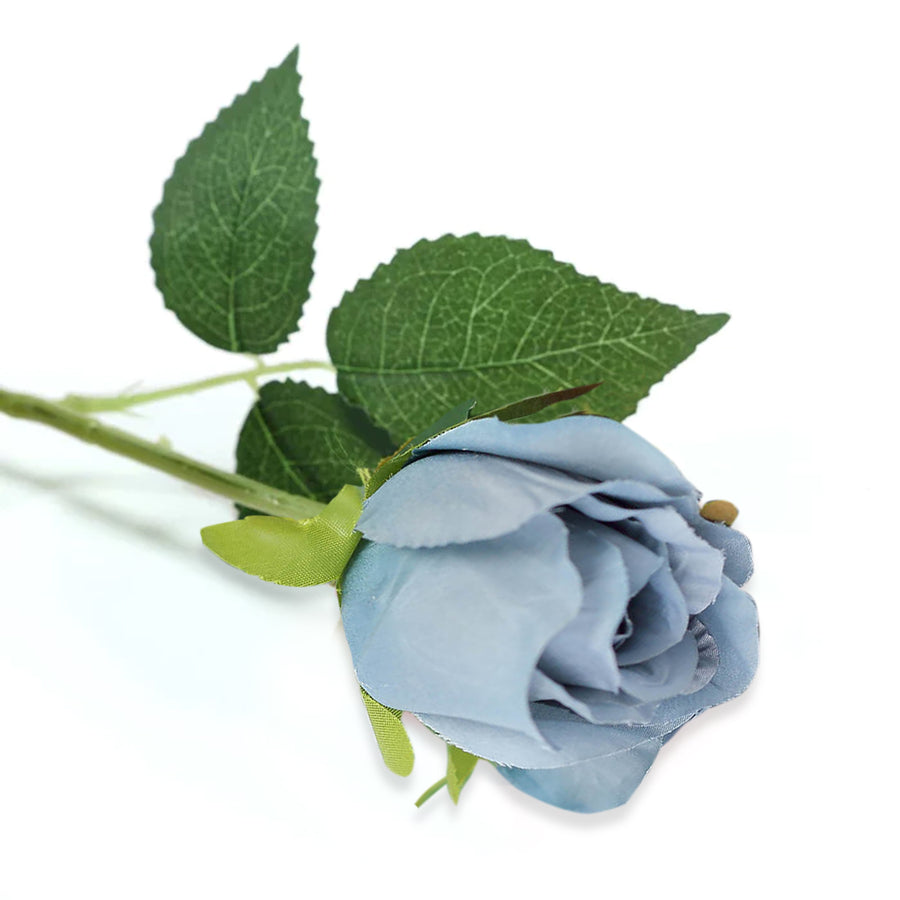 31inch | 24pcs Dusty Blue Long Stem Artificial Silk Roses Flowers#whtbkgd