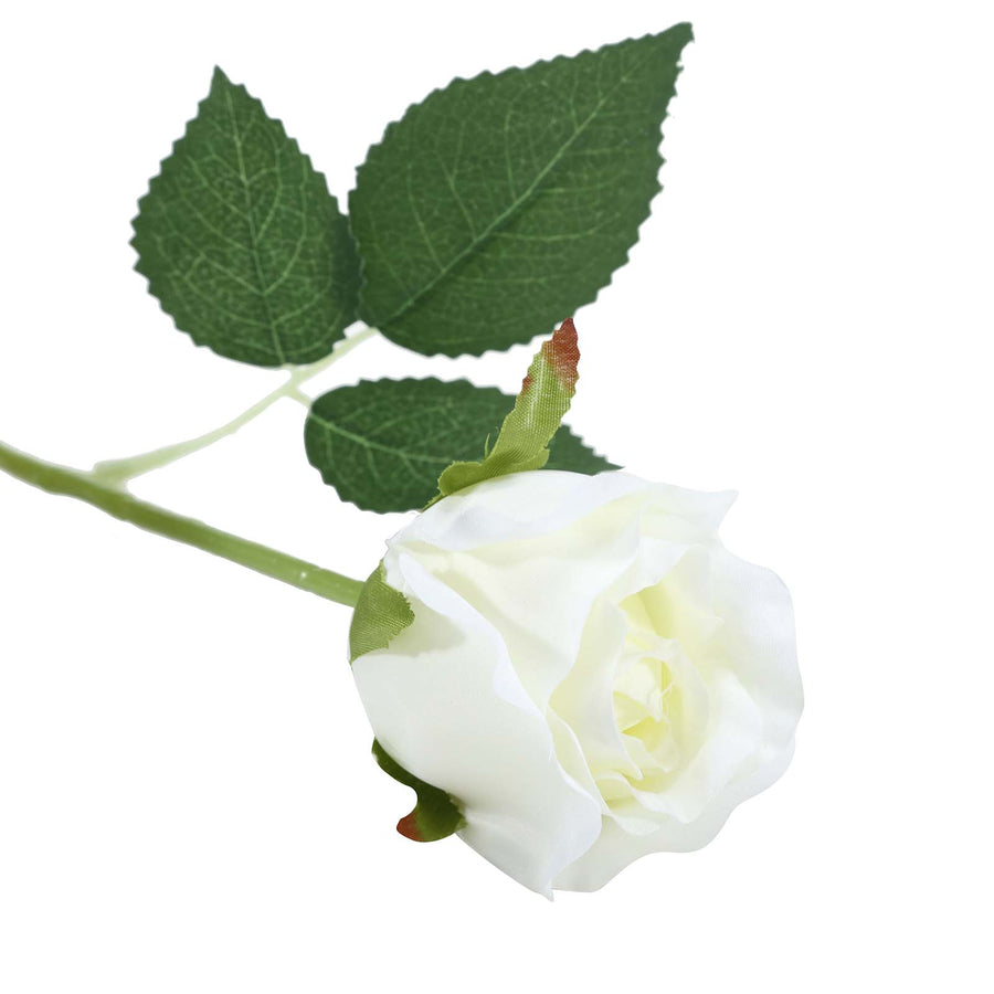 31inch | 24pcs Cream Long Stem Artificial Silk Roses Flowers#whtbkgd