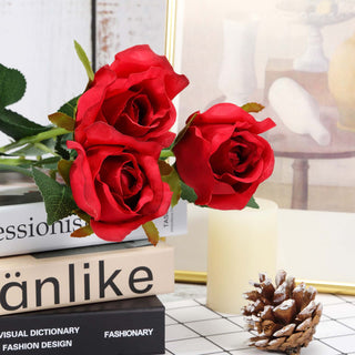 Add a Touch of Elegance with Red Long Stem Artificial Silk Roses