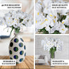 4 Bushes | White Artificial Silk Iris Flowers, Faux Stem Bouquets