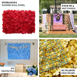 Create Stunning Red UV Protected Hydrangea Flower Wall with Artificial Flower Panels