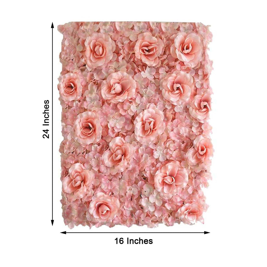11 Sq ft. | Blush Rose Gold and Cream 3D Silk Rose and Hydrangea Flower Wall Mat Backdrop