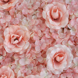 11 Sq ft. | Blush Rose Gold and Cream 3D Silk Rose and Hydrangea Flower Wall Mat Backdrop#whtbkgd