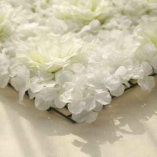Cream 3D Silk Rose and Hydrangea Flower Wall Mat Backdrop - Enhance Your Event Decor