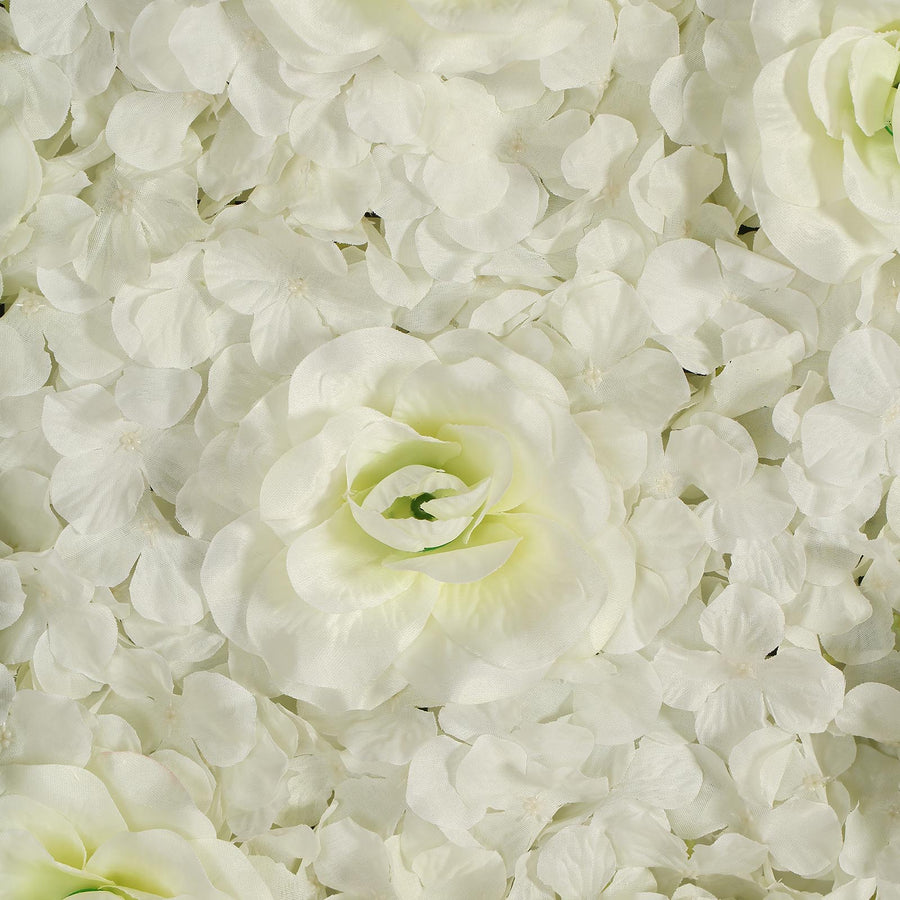 11 Sq ft. | Cream 3D Silk Rose and Hydrangea Flower Wall Mat Backdrop#whtbkgd