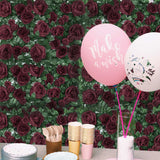 3 Sq ft. | Easy-Install Burgundy Silk Rose Flower Mat Wall Panel Backdrop