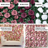 3 Sq ft. | Easy-Install Burgundy Silk Rose Flower Mat Wall Panel Backdrop