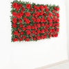 3 Sq ft. | Easy-Install Red Silk Rose Flower Mat Wall Panel Backdrop