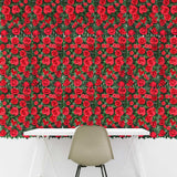 Red Silk Rose Flower Mat Wall Panel Backdrop