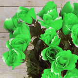4 Bushes | 48 Pcs | Lime Green | Artificial Long Stem Rose Flowers#whtbkgd