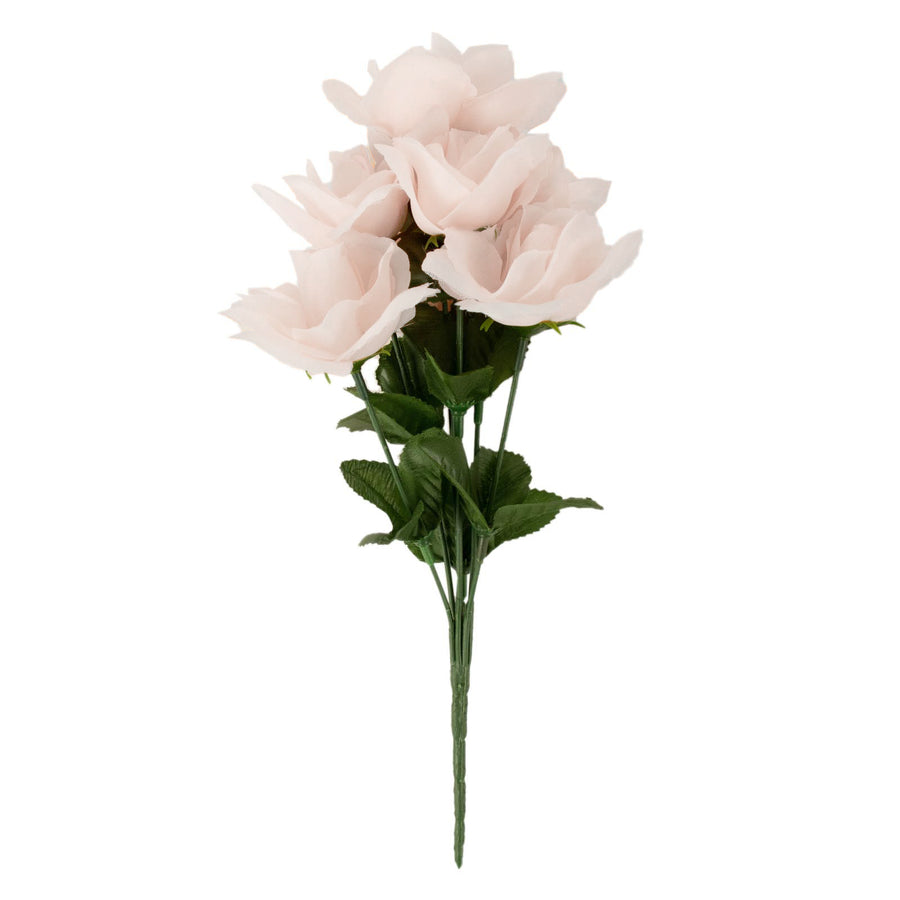 12 Bushes | Blush/Rose Gold Artificial Premium Silk Blossomed Rose Flowers | 84 Roses#whtbkgd