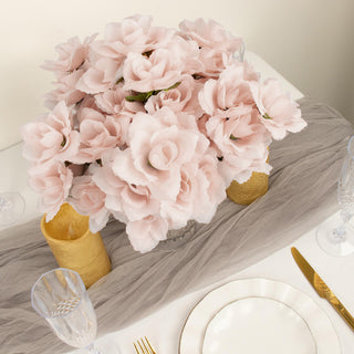 Create a Timeless Ambiance with Blush Silk Blossomed Rose Flowers - Perfect for Any Event