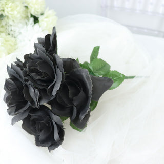 Black Artificial Premium Silk Blossomed Rose Flowers