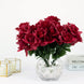 12 Bushes | Burgundy Artificial Premium Silk Blossomed Rose Flowers | 84 Roses