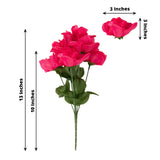 12 Bushes | Fuchsia Artificial Premium Silk Blossomed Rose Flowers | 84 Roses