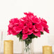 12 Bushes | Fuchsia Artificial Premium Silk Blossomed Rose Flowers | 84 Roses