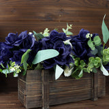 12 Bushes | Navy Blue Artificial Premium Silk Blossomed Rose Flowers | 84 Roses