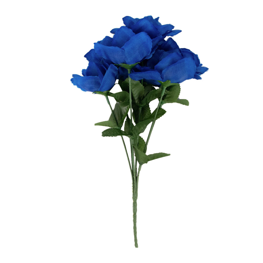 12 Bushes | Royal Blue Artificial Premium Silk Blossomed Rose Flowers | 84 Roses#whtbkgd