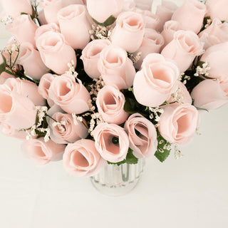 Create Unforgettable Moments with Blush Artificial Silk Flower Rose Buds