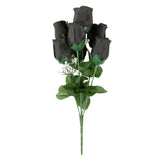 12 Bushes | Black Artificial Premium Silk Flower Rose Buds | 84 Rose Buds#whtbkgd