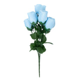 12 Bushes | Baby Blue Artificial Premium Silk Flower Rose Bud Bouquets#whtbkgd